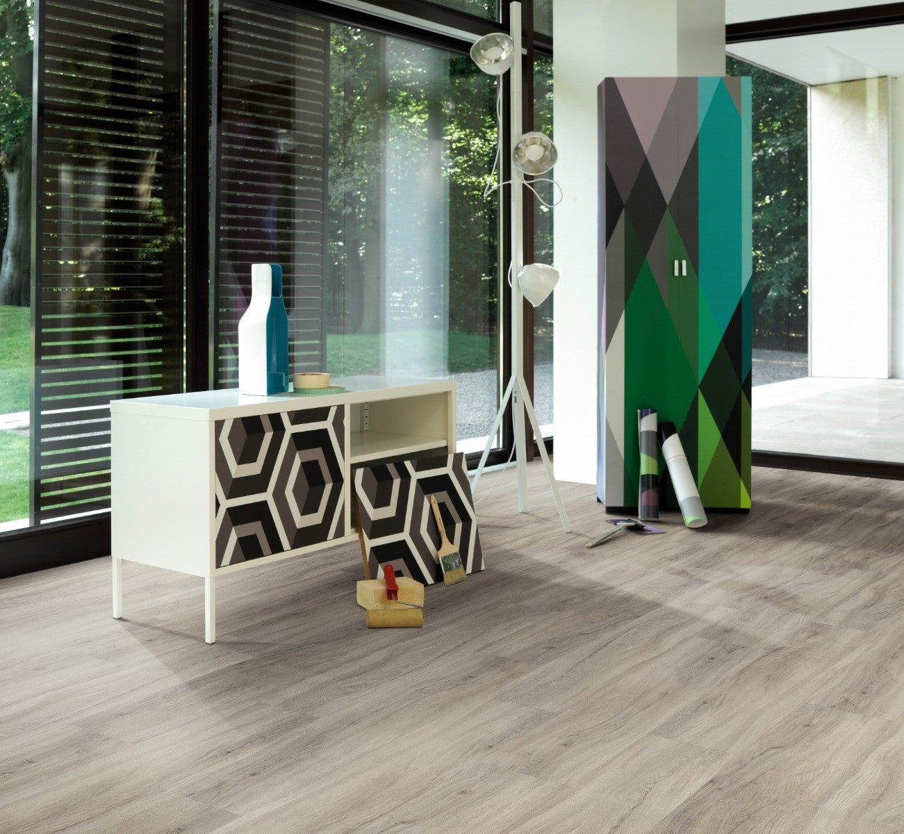 Designvloer Vinyl Basic 30 eiken pastelgrijs houtstr landhuisvloer