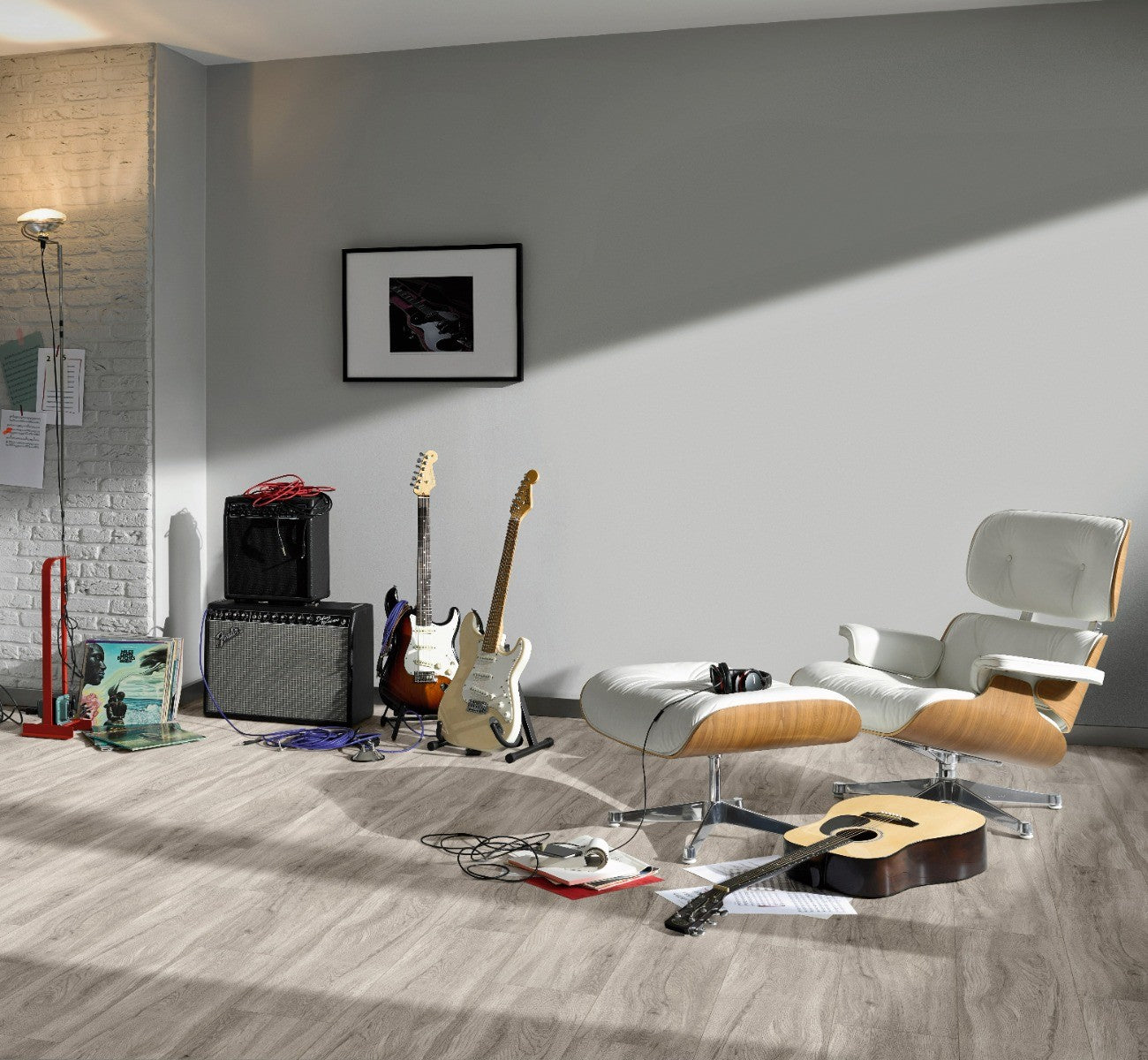 Designvloer Vinyl Basic 5.3 eiken pastelgrijs geborstelde str landhuis v-kant