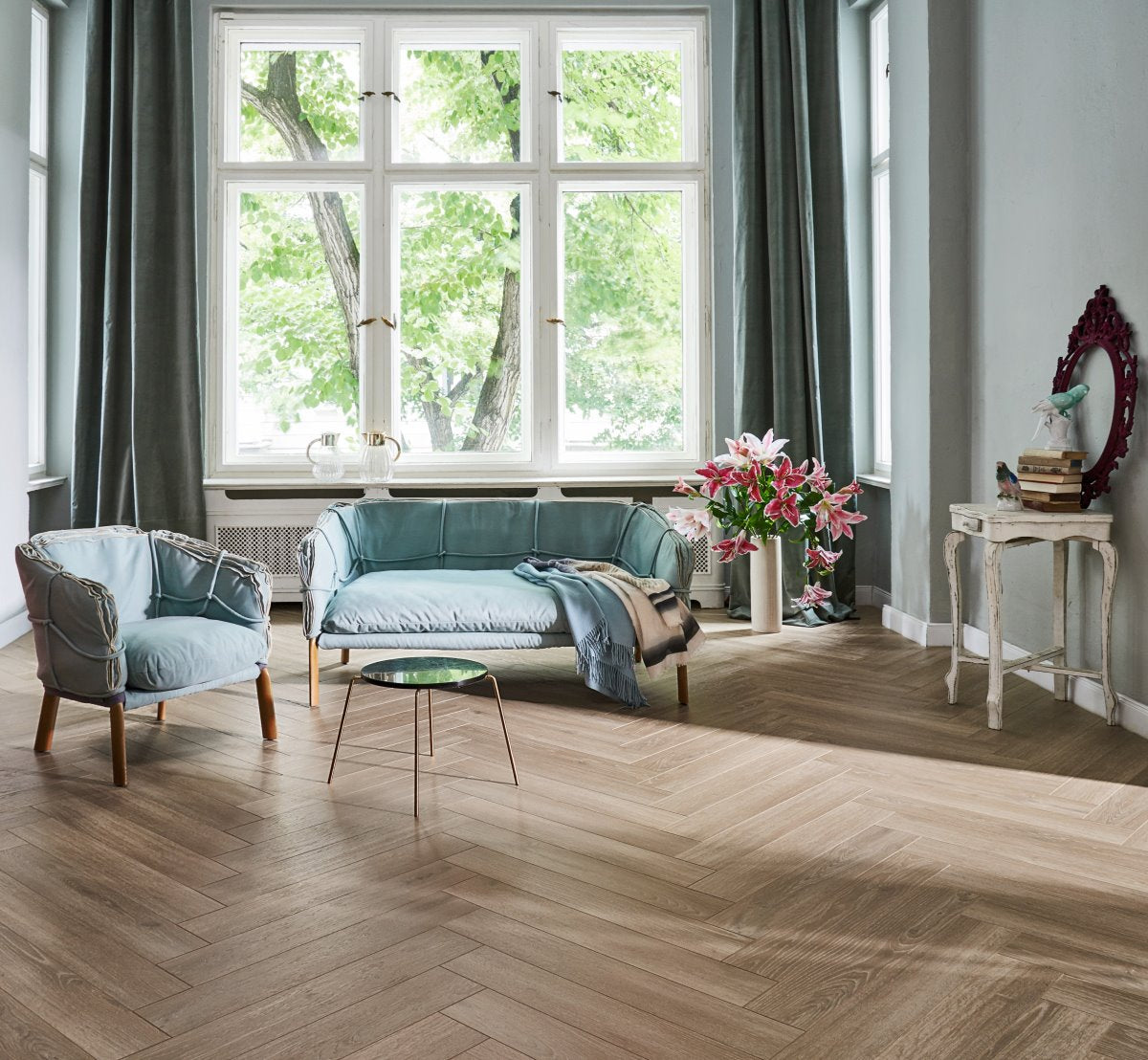 Laminaat Trendtime 3 Eiken Skyline parelgrijs Natuurmat str. v-kant