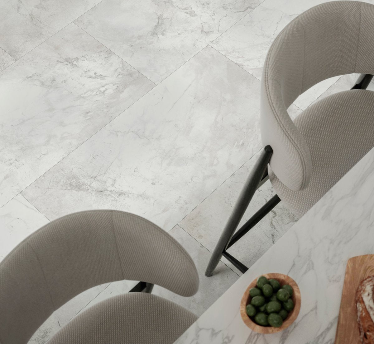 Designvloer Vinyl Trendtime 5 SPC Marmer Abbey wit Mineraalstructu v-kant