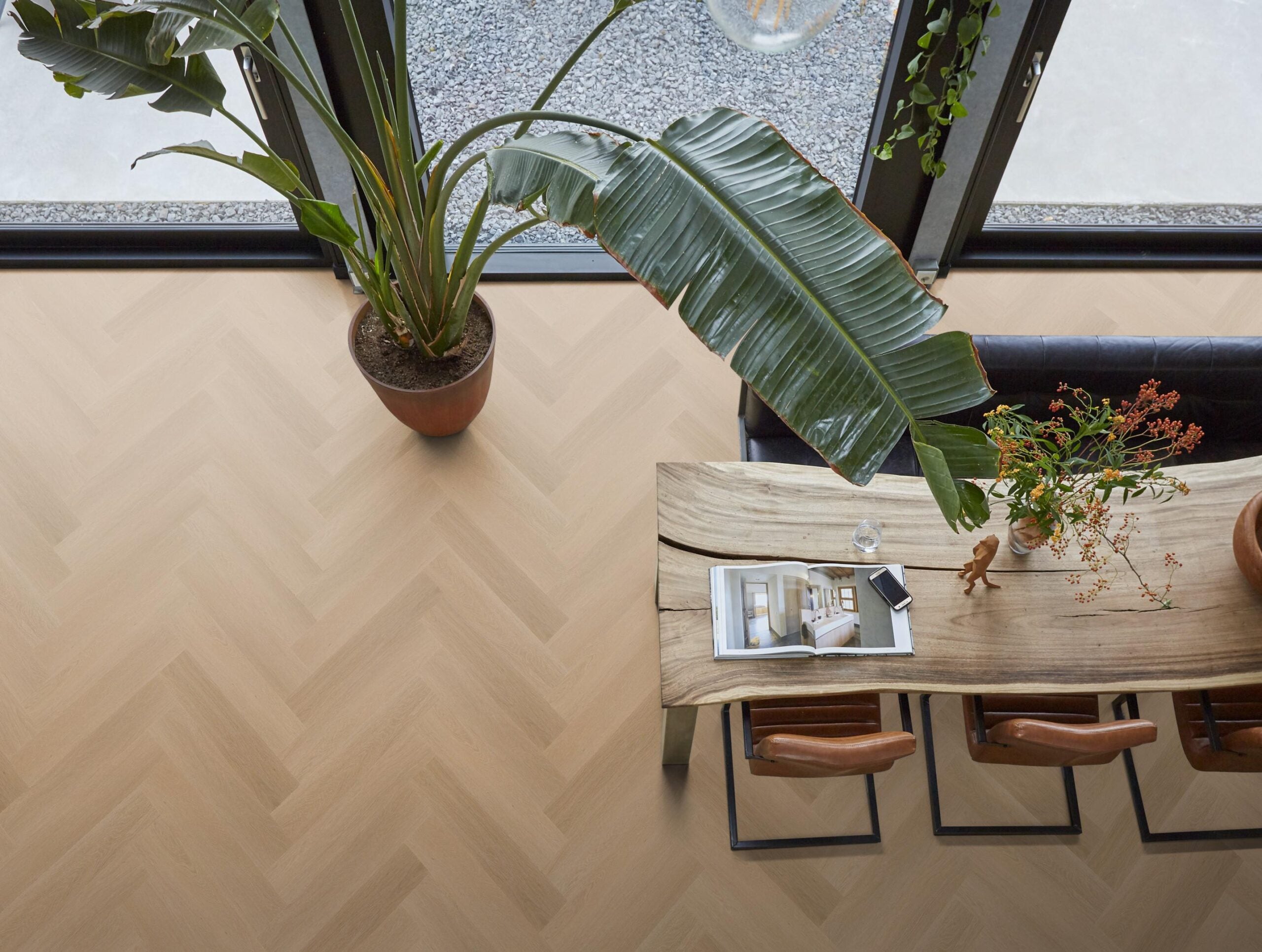 Visgraat Plak PVC - Donker Eiken