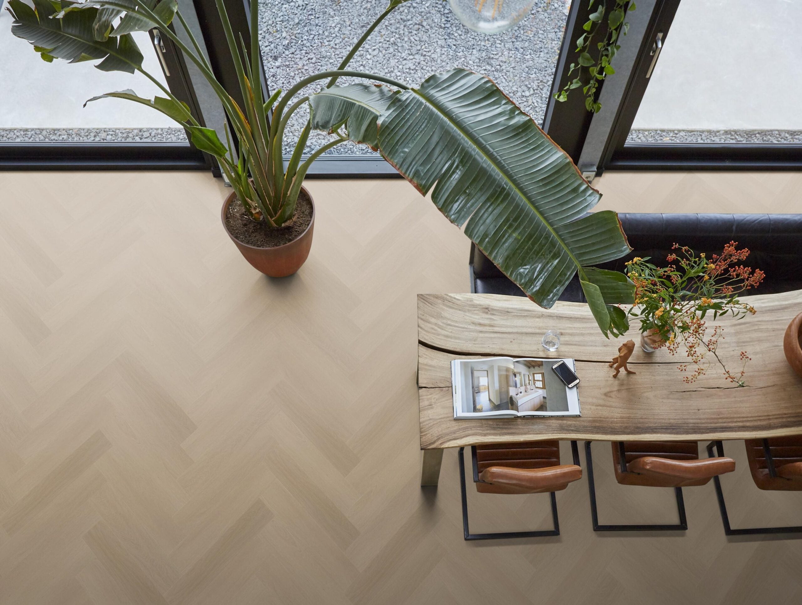 Visgraat Plak PVC - Rookgrijs