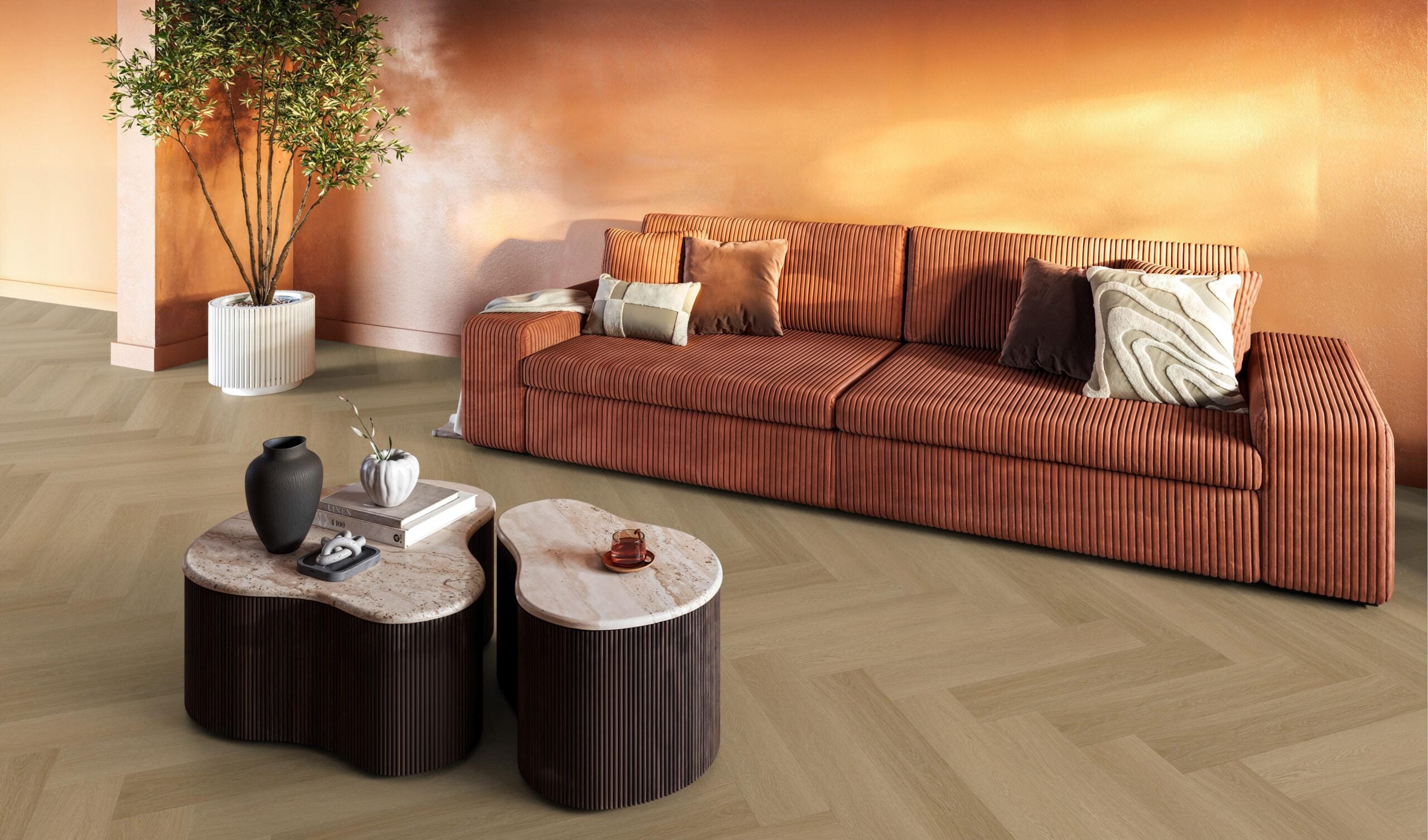 Visgraat Plak PVC - Warm Eiken