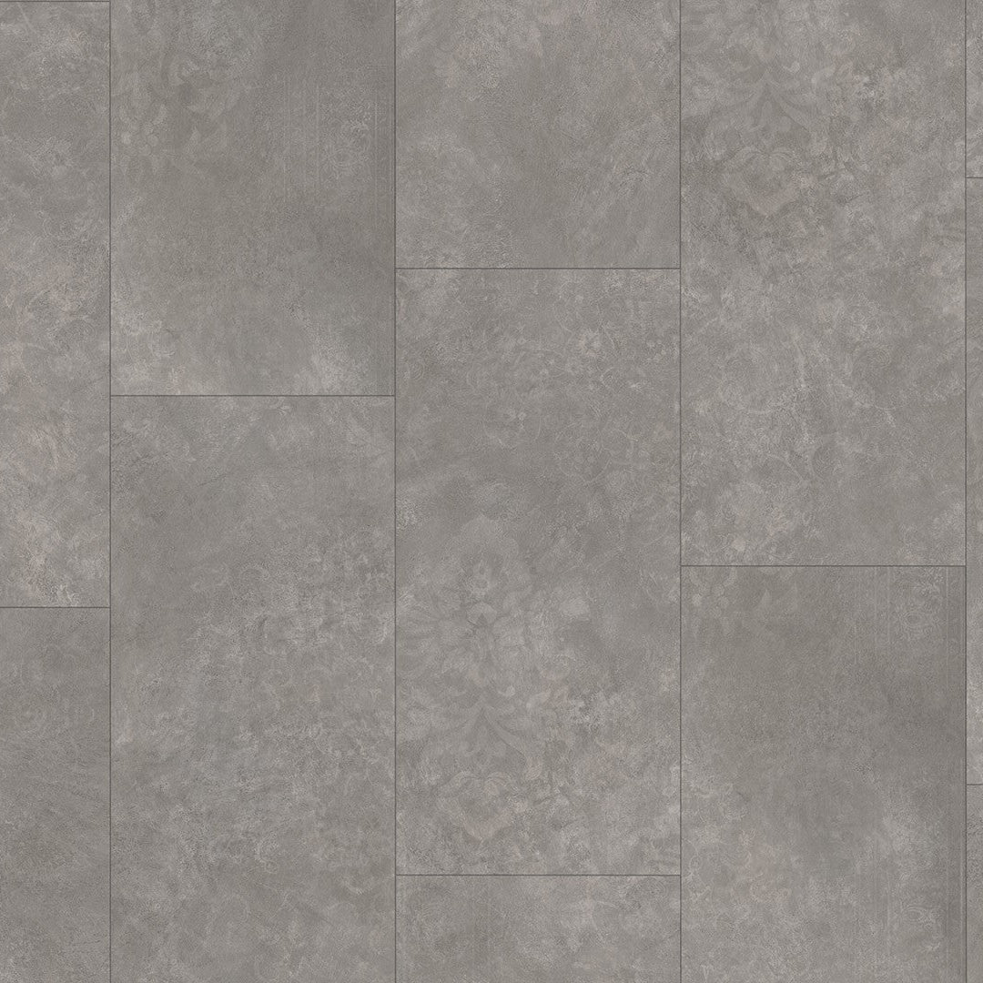 Laminaat Trendtime 5 Grote tegel Beton Ornament donkergrijs stenenstructuur minivellingkant