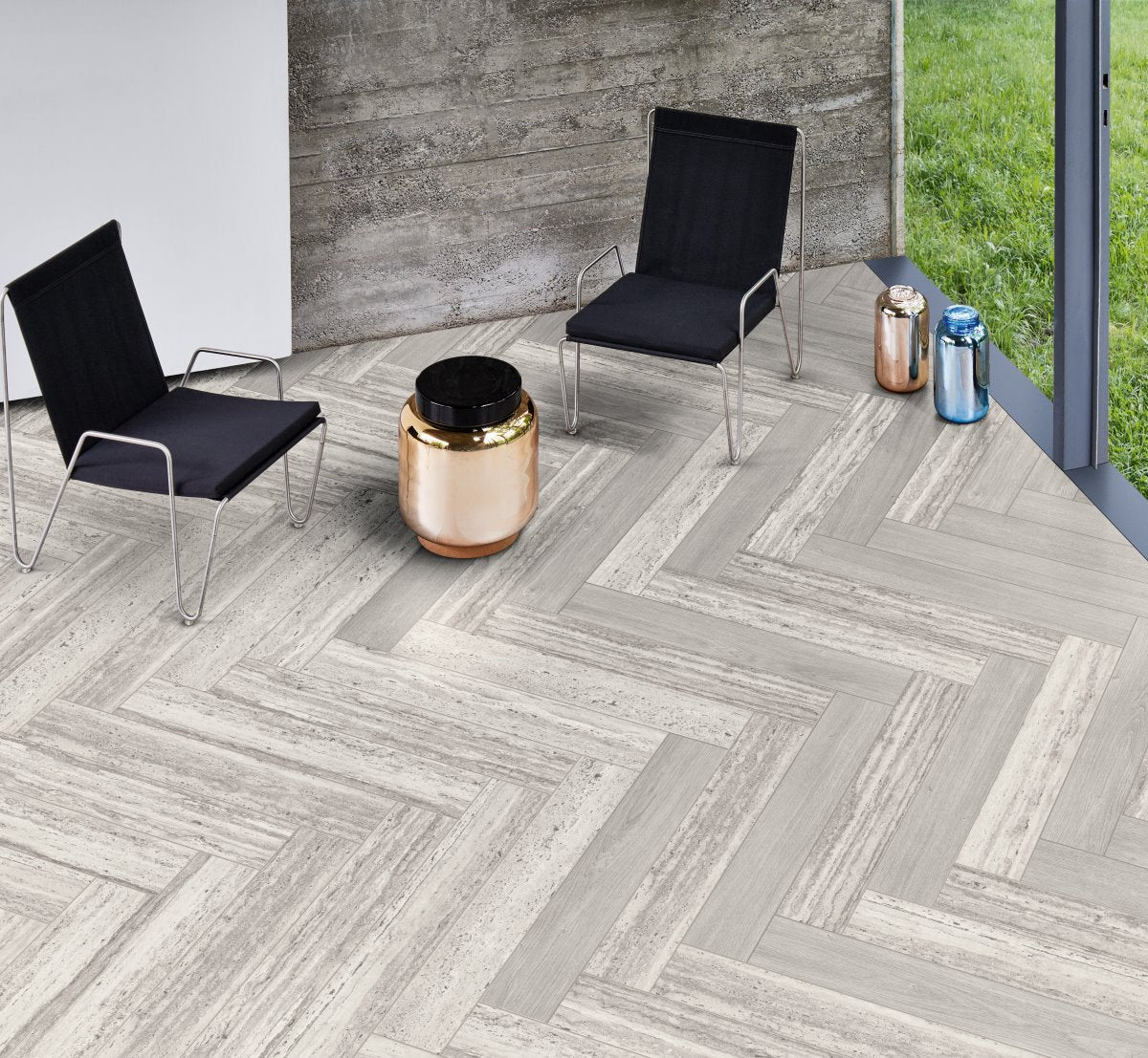 Laminaat Open Frameworks Hadi Teherani New Travertine stenenstructuur v-kant