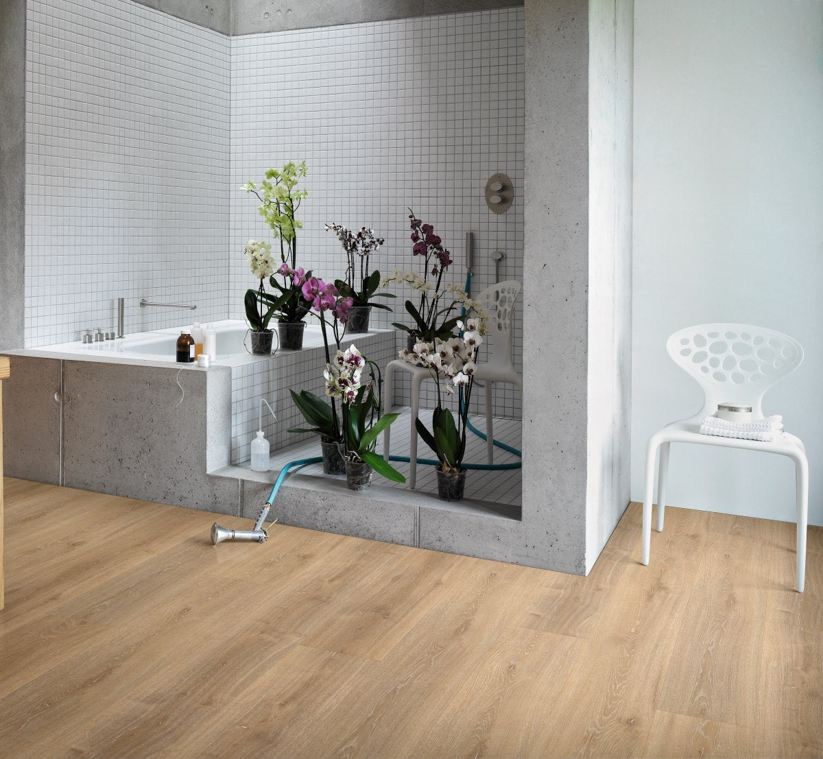 Designvloer Vinyl Basic 5.3 Royal Eiken licht gekalkt geborstelde str landhuis v-kant