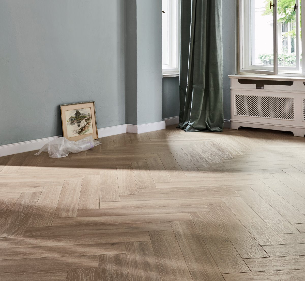 Laminaat Trendtime 3 Eiken Skyline parelgrijs Natuurmat str. v-kant