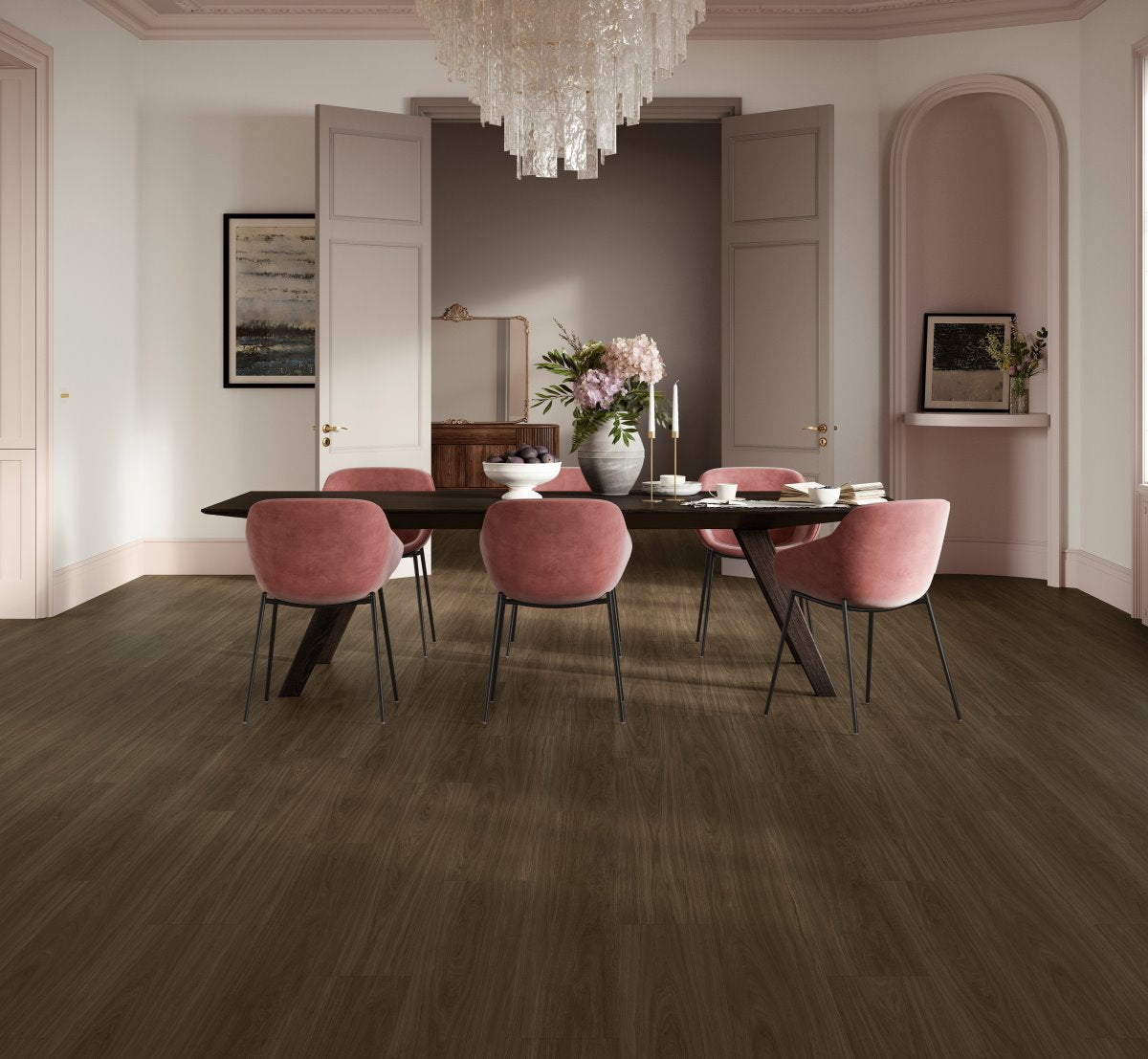 Designvloer Vinyl Classic 2070 Eiken Oxford donkerbruin zijdemat.struc landhuis v-kant