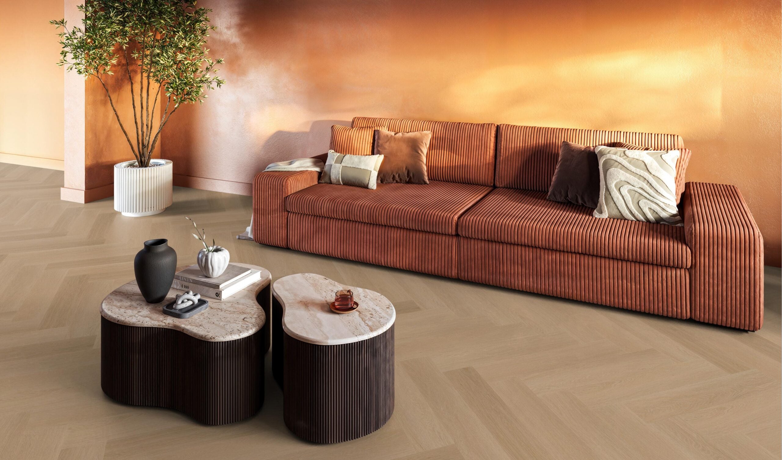 Visgraat Plak PVC - Donker Eiken