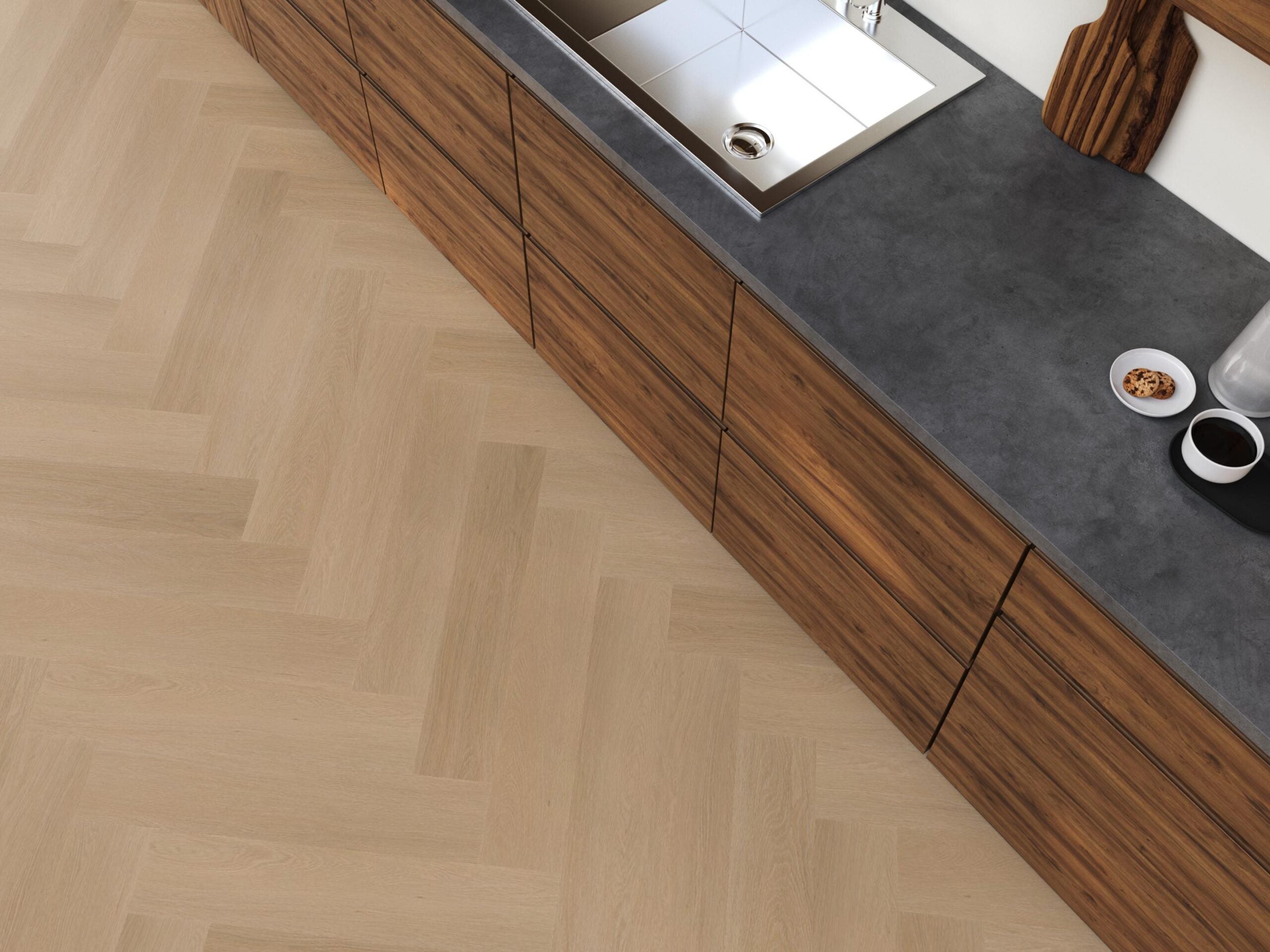 Visgraat Plak PVC - Donker Eiken