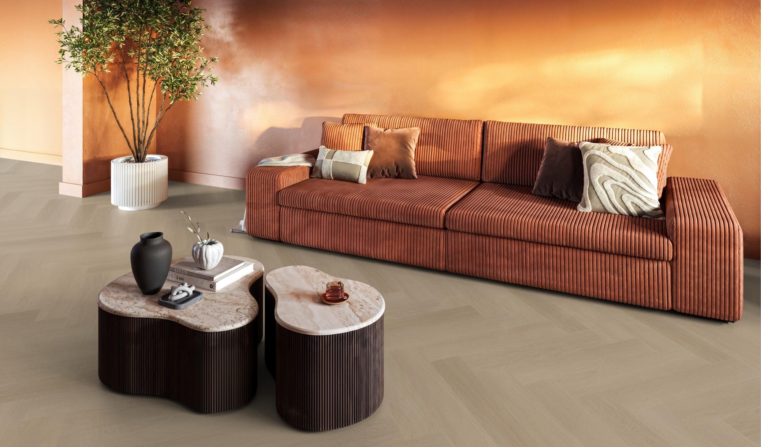 Visgraat Plak PVC - Rookgrijs