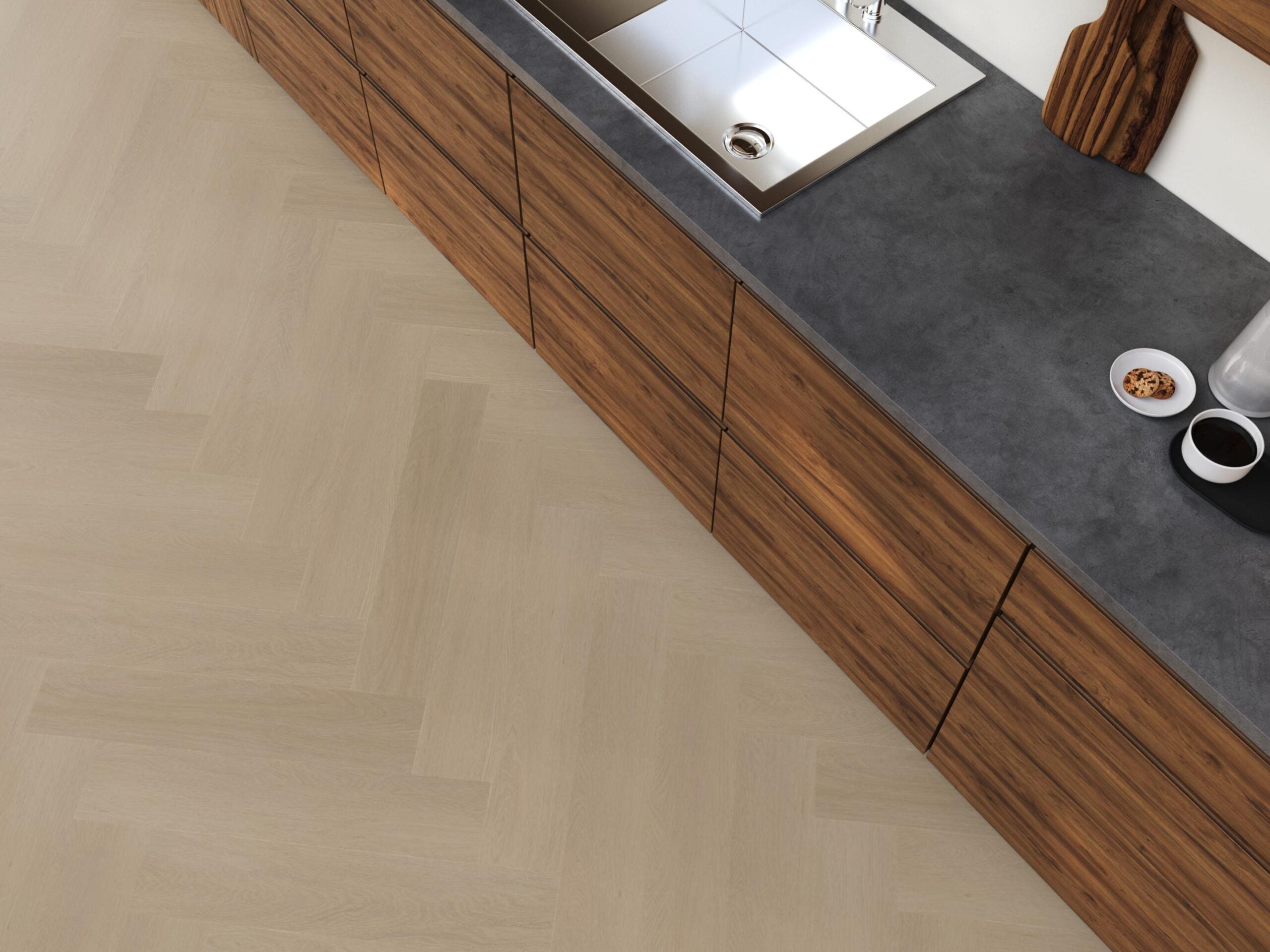 Visgraat Plak PVC - Rookgrijs
