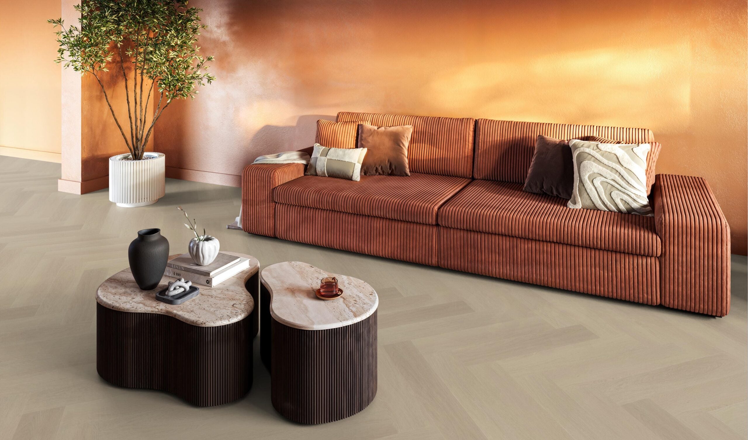 Visgraat Plak PVC - Beige