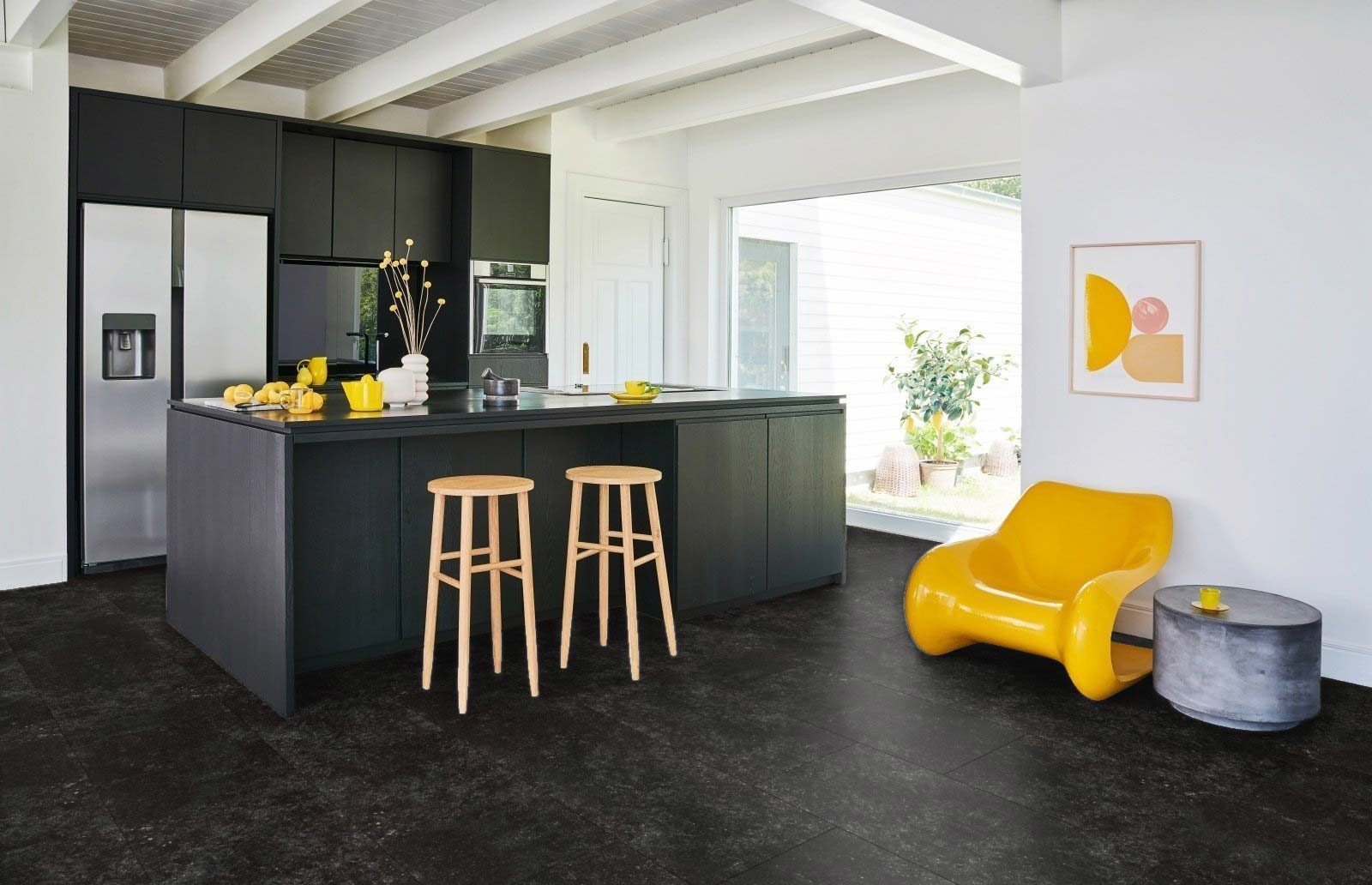Designvloer Vinyl Trendtime 5 SPC Graniet antraciet Mineraalstructu v-kant
